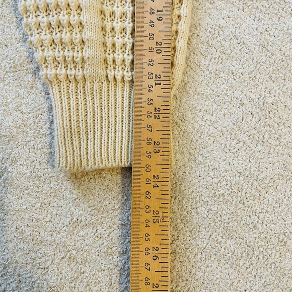 Vintage Saturdays Cream Knit Crew Neck Sweater Medium Acrylic Pullover 80s 1988 - Picture 7 of 8